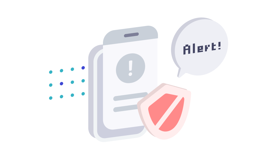 アラートを表示するスマートフォンアプリのイラスト